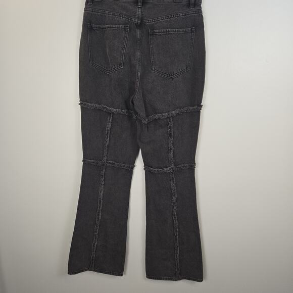 PACSUN Women's Jeans Size 29 Black High Rise Boot Cut Patchwork FRAYED Design - Picture 4 of 10